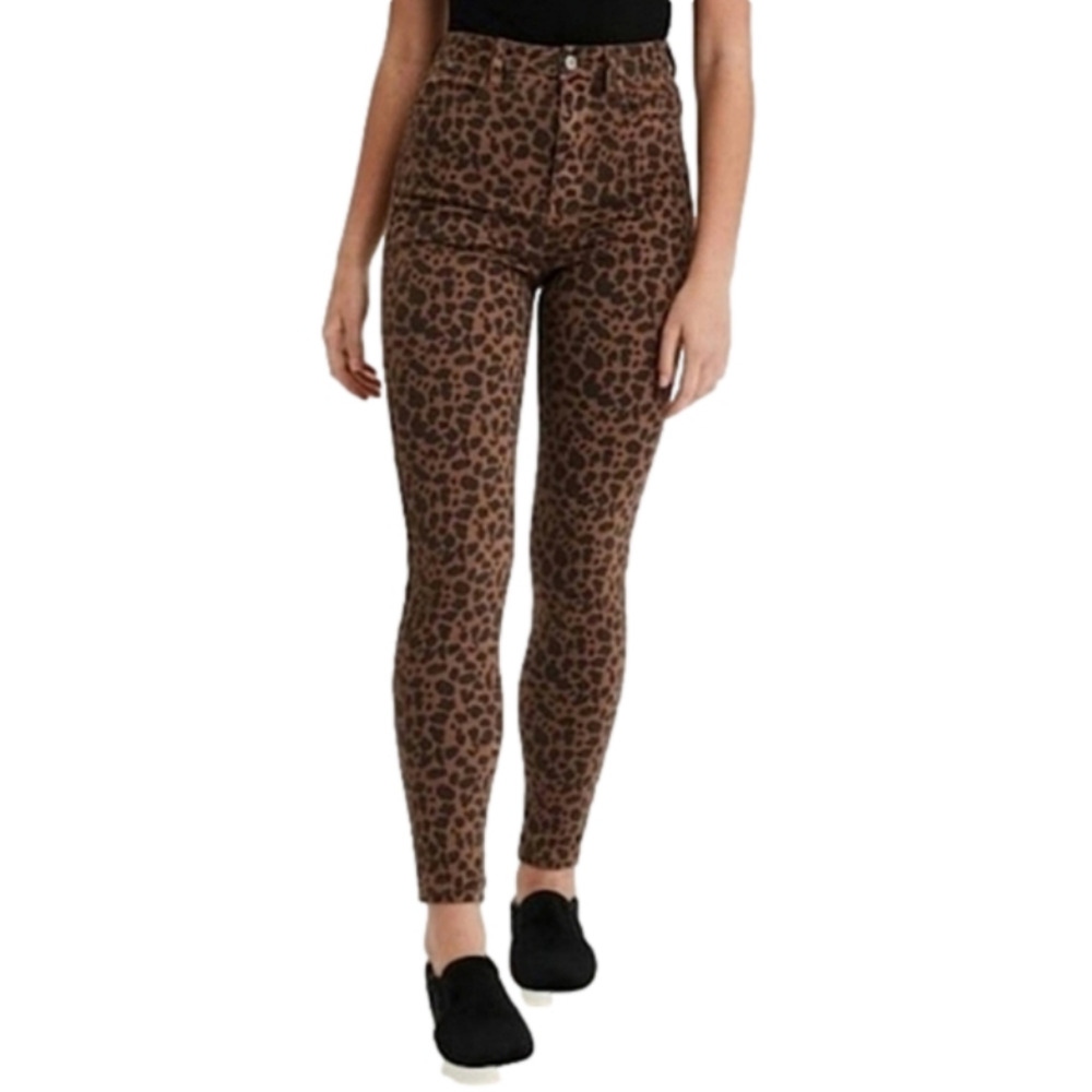 AEO Next Level Stretch Super Hi-Rise Jegging Two Tone Brown Animal Print Size 0
